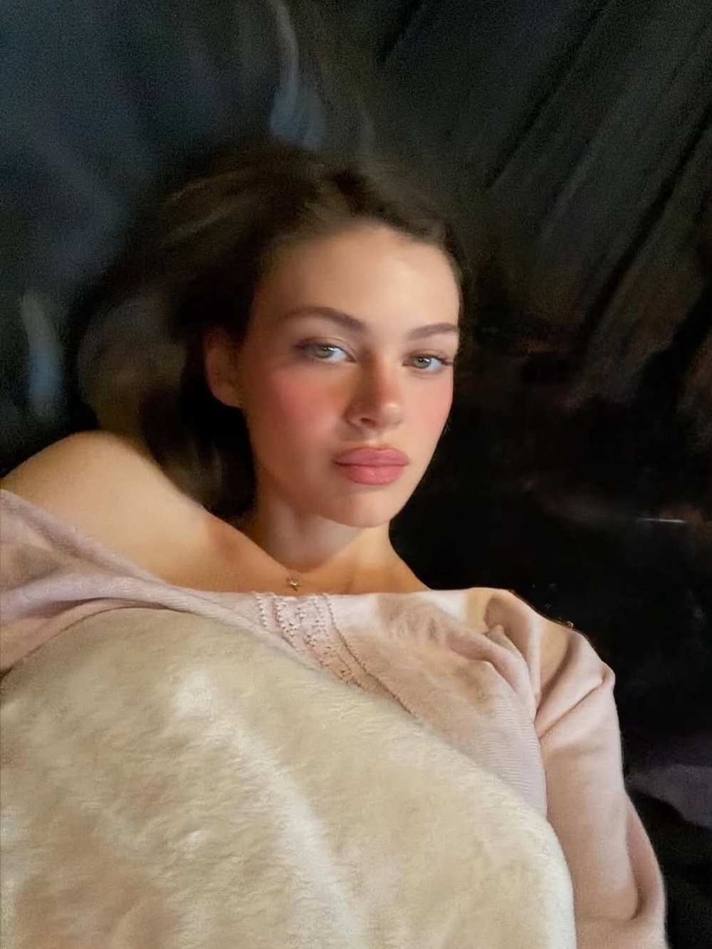 Light Pink Knit Women's Lounge Top - Soft Rib Detail